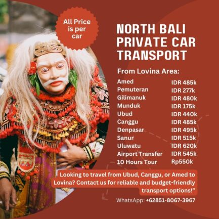 Lovina Private car plus tour waterfall, hot spring, temple and landmark