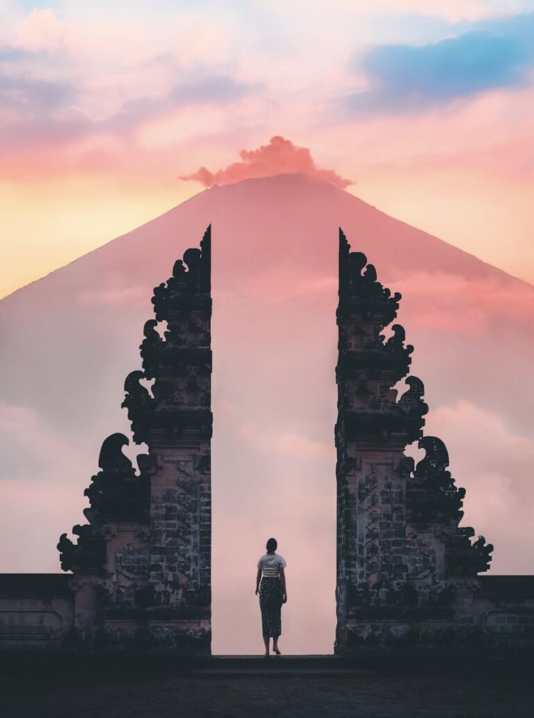 Enjoying the beauty of sunrise at Lempuyang Temple